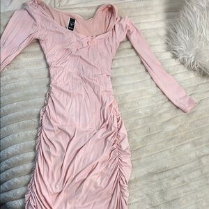 Elegant Pink Ruched Dress